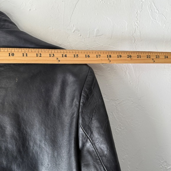 Vintage Intuitions Leather Jacket Women's Size 10 Open‎ Front Blazer Jacket Coat - Picture 11 of 12